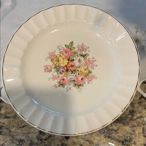 Edwin Knowles China KNO246 246 46 Floral Gold Fluted - 7” PLATEs